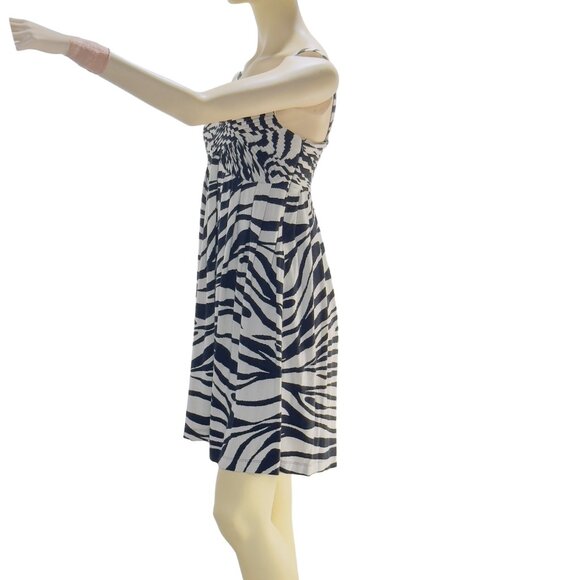 ND NEW DIRECTION Women's Dress B&W Zebra Print Empire Waist Tufted Flowy Size 4 - Picture 5 of 11